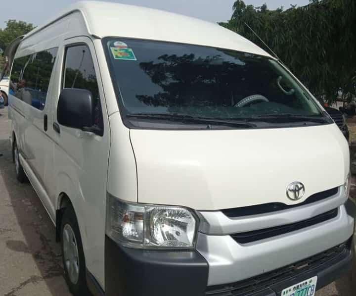 Toyota Hiace bus, white